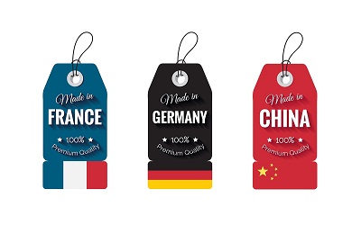 Set of different Creative Country labels. Made In Badges With Flags. Vector illustration